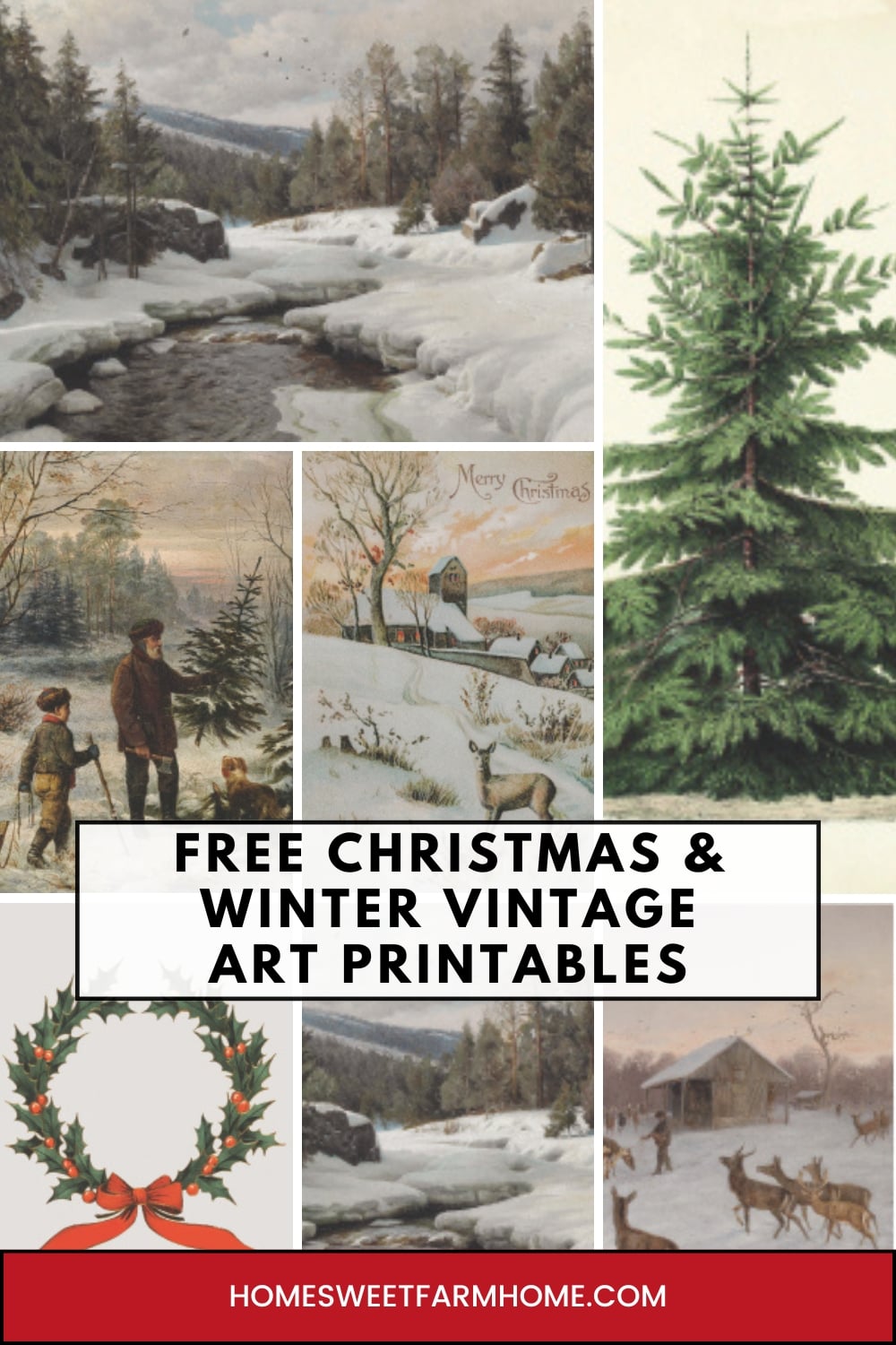 free vintage christmas art printables - home sweet farm home
